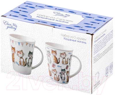 Набор кружек Elan Gallery Кошачья жизнь / 880111