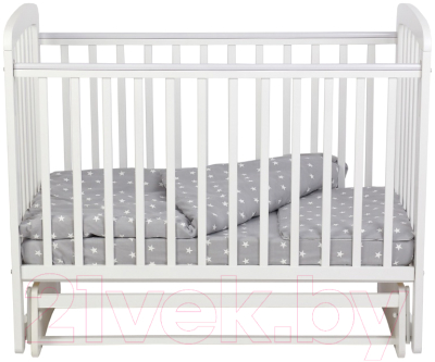 Детская кроватка Polini Kids Simple 304 с маятником / 0003136-04 (белый)