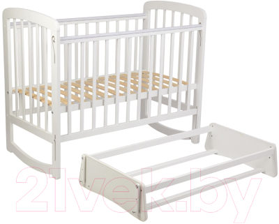 Детская кроватка Polini Kids Simple 304 с маятником / 0003136-04 (белый)