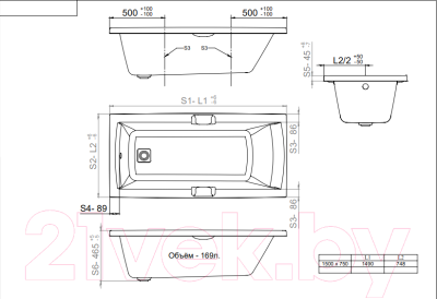 Ванна акриловая Triton Алекса 150x75 (с каркасом, сифоном и 2 экрана)