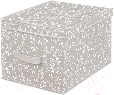 Коробка для хранения Elan Gallery Белая веточка на сером / 490317 - фото