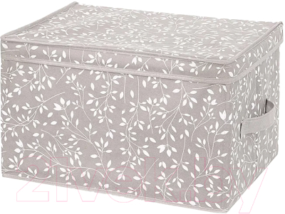 Коробка для хранения Elan Gallery Белая веточка на сером / 490318 - фото
