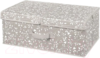 Коробка для хранения Elan Gallery Белая веточка на сером / 490324 - фото