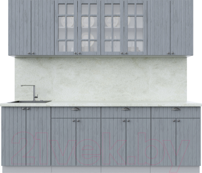 Кухонный гарнитур Интерлиния Берес 2.4А (дуб серый/опал светлый) - фото