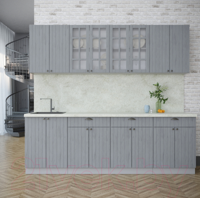 Кухонный гарнитур Интерлиния Берес 2.4А (дуб серый/опал светлый)