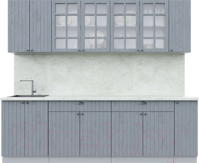 Кухонный гарнитур Интерлиния Берес 2.5А (дуб серый/опал светлый) - фото