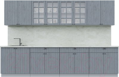 Кухонный гарнитур Интерлиния Берес 3.2А (дуб серый/опал светлый) - фото