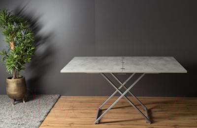 Стол-трансформер Levmar Compact D51/S59 (бетон/нержавеющая сталь)
