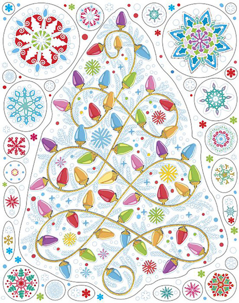 Наклейка на окно Феникс-Презент Елочка с гирляндой / 86046 - фото