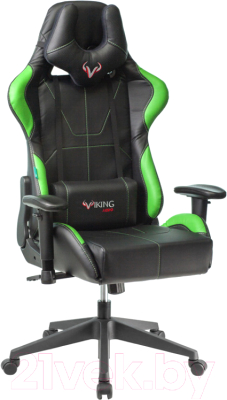 Кресло геймерское Бюрократ Zombie Viking 5 Aero (черный/салатовый) - фото
