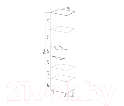 Шкаф-пенал для ванной Mixline Прометей 35 R 518772