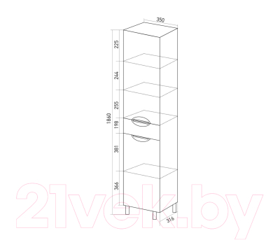 Шкаф-пенал для ванной Mixline Кассиопея 35 R 518676