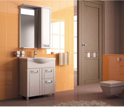 Шкаф с зеркалом для ванной Mixline Альфа 64 L 534968 (с подсветкой)