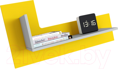 Полка Polini Kids Mirum 3L 600 / 0002090.113 (серый/желтый) - фото