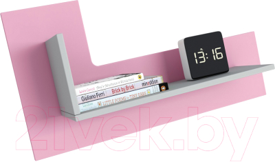 Полка Polini Kids Mirum 3L 600 / 0002090.115 (серый/розовый) - фото