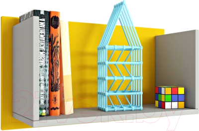 Полка Polini Kids Mirum 5L 600 / 0002092.113 (серый/желтый) - фото