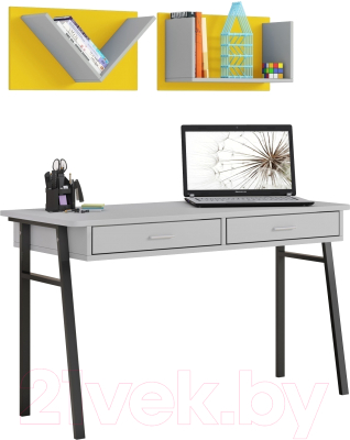 Полка Polini Kids Mirum 5L 600 / 0002092.113 (серый/желтый)