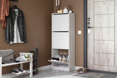 Тумба для обуви Mio Tesoro Бис-3 (белый текстурный)