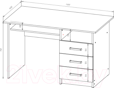 Письменный стол Mio Tesoro ПС-02 (белый текстурный)