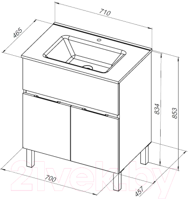 Тумба под умывальник Aquanet Алвита 70 / 303899