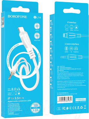 Кабель Borofone BL14 Lightning-Jack(M) 3.5мм