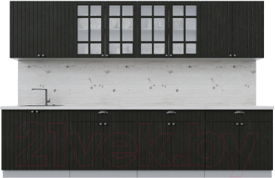 Кухонный гарнитур Интерлиния Берес 3.2А (дуб английский/бискайская сосна) - фото