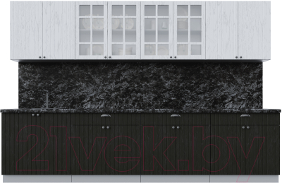 Кухонный гарнитур Интерлиния Берес 3.2А (дуб полярный/дуб английский/кастилло темный) - фото