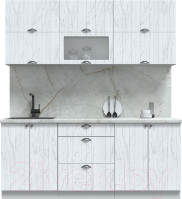 Кухонный гарнитур Интерлиния Берес 1.9Б (дуб полярный/серый каспий) - фото