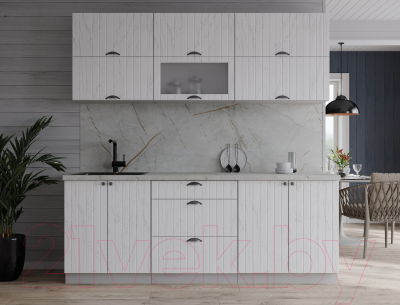 Кухонный гарнитур Интерлиния Берес 1.9Б (дуб полярный/серый каспий)