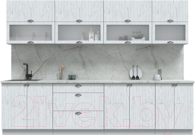 Кухонный гарнитур Интерлиния Берес 3.0Б (дуб полярный/серый каспий) - фото