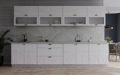 Кухонный гарнитур Интерлиния Берес 3.0Б (дуб полярный/серый каспий)