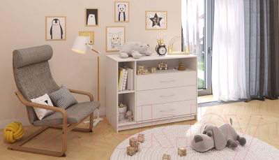 Комод пеленальный Polini Kids Simple 2110 / 0002322.9 (белый)