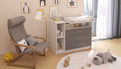 Комод пеленальный Polini Kids Simple 2110 / 0002322.55 (белый/серый)