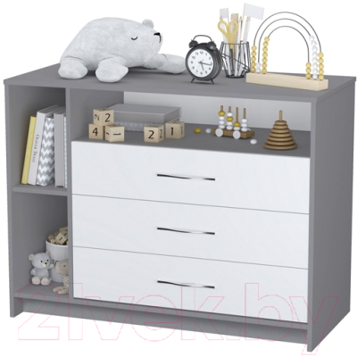 Комод пеленальный Polini Kids Simple 2110 / 0002322.51 (серый/белый)