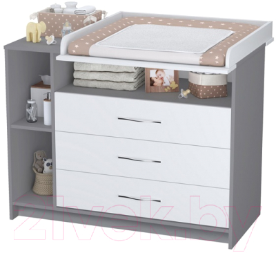 Комод пеленальный Polini Kids Simple 2110 / 0002322.51 (серый/белый)
