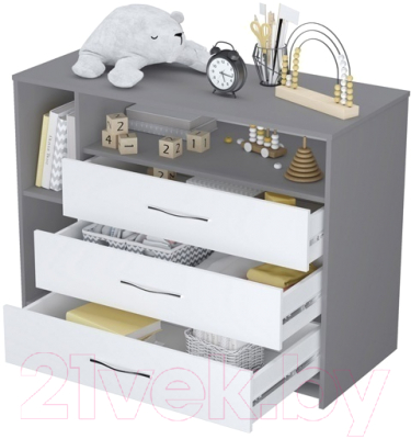 Комод пеленальный Polini Kids Simple 2110 / 0002322.51 (серый/белый)