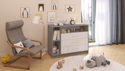 Комод пеленальный Polini Kids Simple 2110 / 0002322.51 (серый/белый)