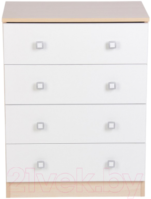 Комод Polini Kids Simple с 4 ящиками / 0001301.161 (дуб пастельный/белый)