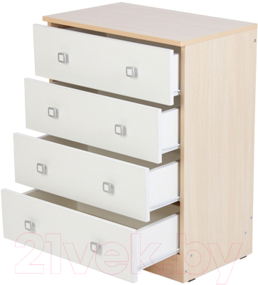 Комод Polini Kids Simple с 4 ящиками / 0001301.161 (дуб пастельный/белый)