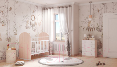 Комод Polini Kids Simple с 4 ящиками / 0001301.161 (дуб пастельный/белый)