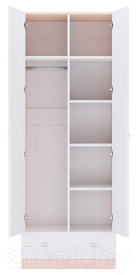 Шкаф Polini Kids Simple двухсекционный с ящиком / 0001302.161 (дуб пастельный/белый)