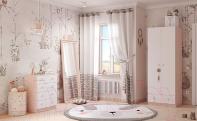 Шкаф Polini Kids Simple двухсекционный с ящиком / 0001302.161 (дуб пастельный/белый)