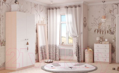 Шкаф Polini Kids Двухсекционный / 0001230.161 (дуб пастельный/белый)