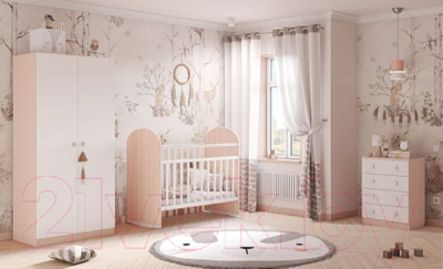 Шкаф Polini Kids Двухсекционный / 0001230.161 (дуб пастельный/белый)