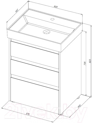 Тумба под умывальник Aquanet Nova Lite 60 / 302471 (дуб рустикальный)