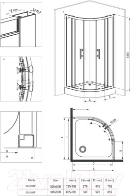 Душевой уголок Deante Funkia KGJ 052P-80-26