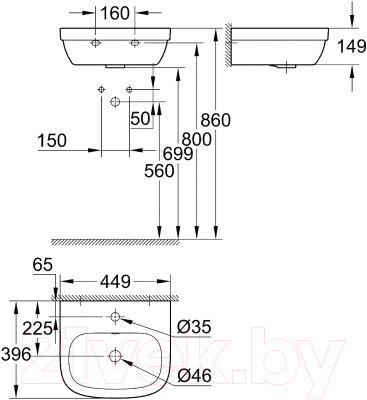 Умывальник GROHE Euro 45 3932400H