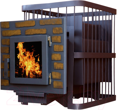 Печь-каменка КомфортПром Ретро Декор Чугун дверь со стеклом 10221169 - фото