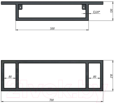 Консоль для ванной Grossman Метрис 105002 (правый, черный)