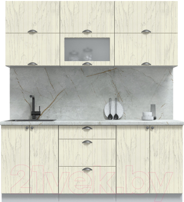 Кухонный гарнитур Интерлиния Берес 1.9Б (дуб снежный/серый каспий) - фото